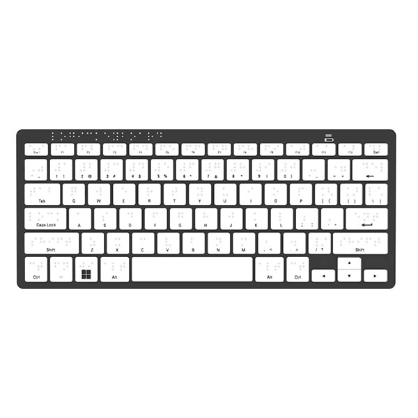 Mini Bluetooth Braille and Black Keyboard for PC, designed for the